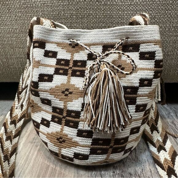 Bucket Bag Mini Tassel Aztec Boho Festival Southwestern 70s - Picture 2 of 7